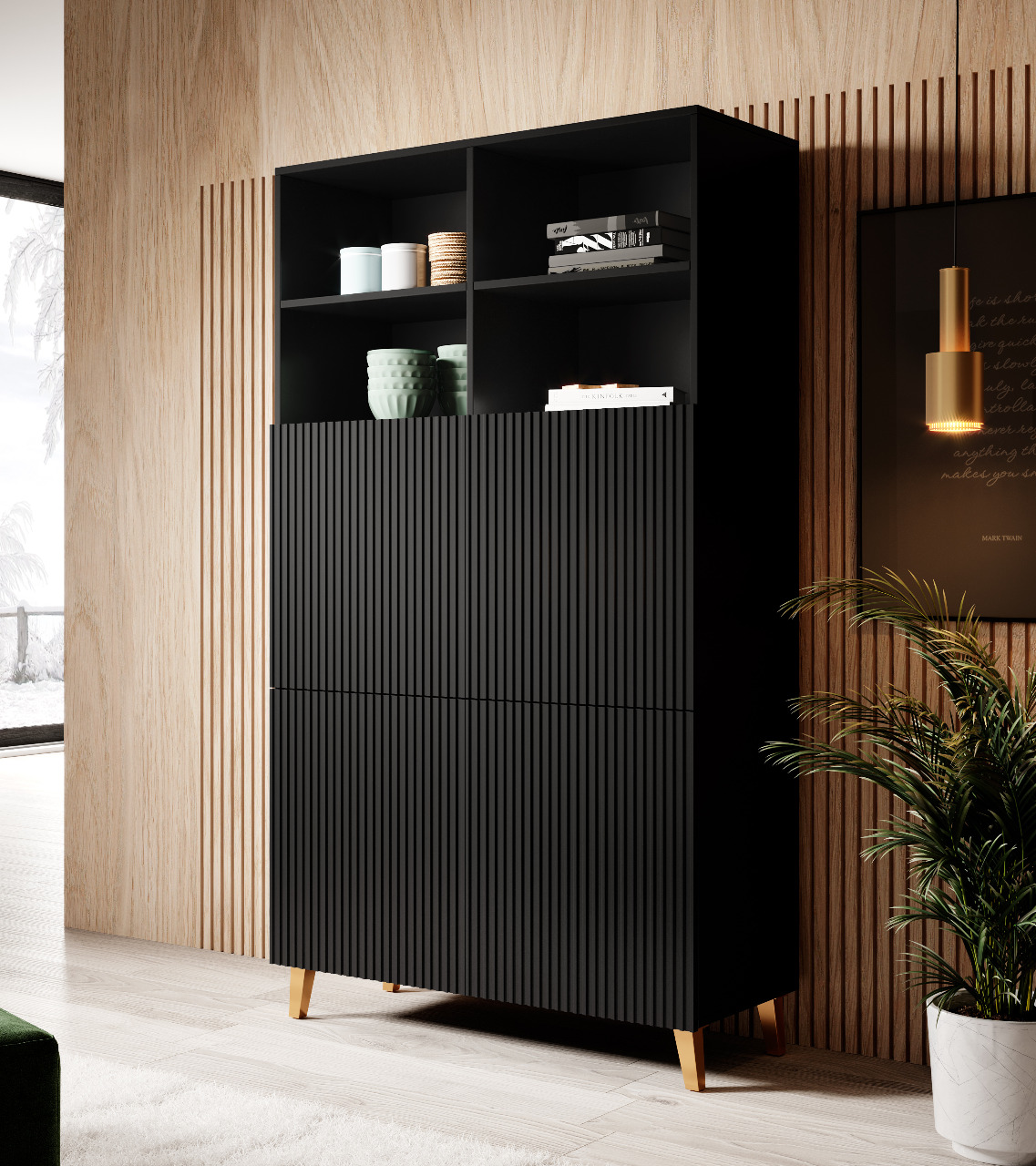 Fronts (2 pcs) PAFOS Bookcase 100 black