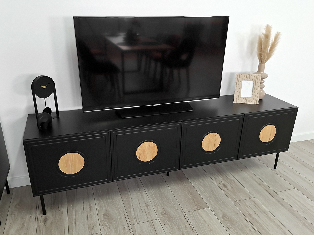 TV Cabinet PALAZZO 200 black matt / craft oak