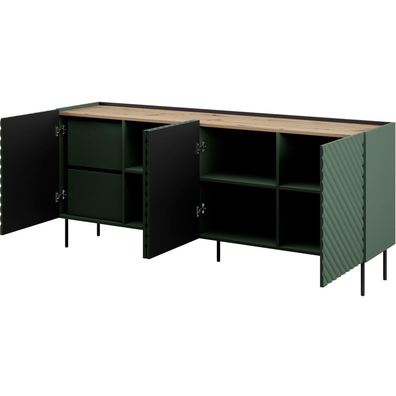 Storage cabinet 200 INDA 4D green / artisan oak