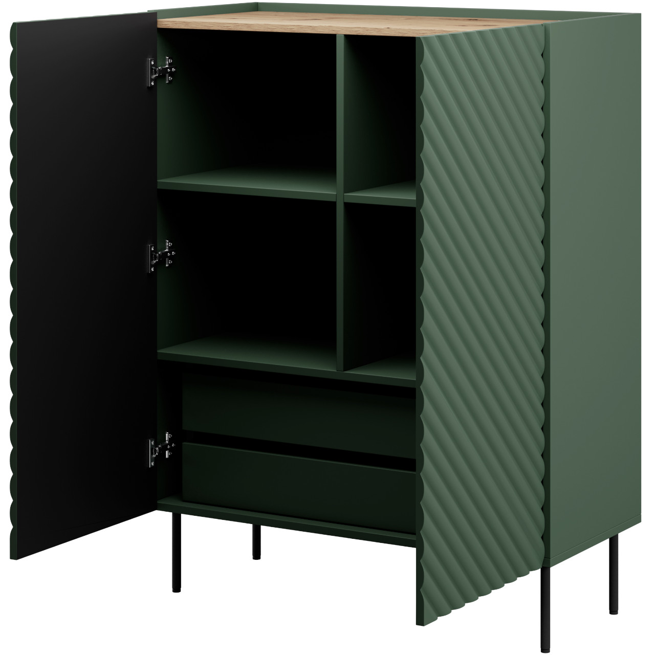 Storage cabinet INDA 2D green / artisan oak