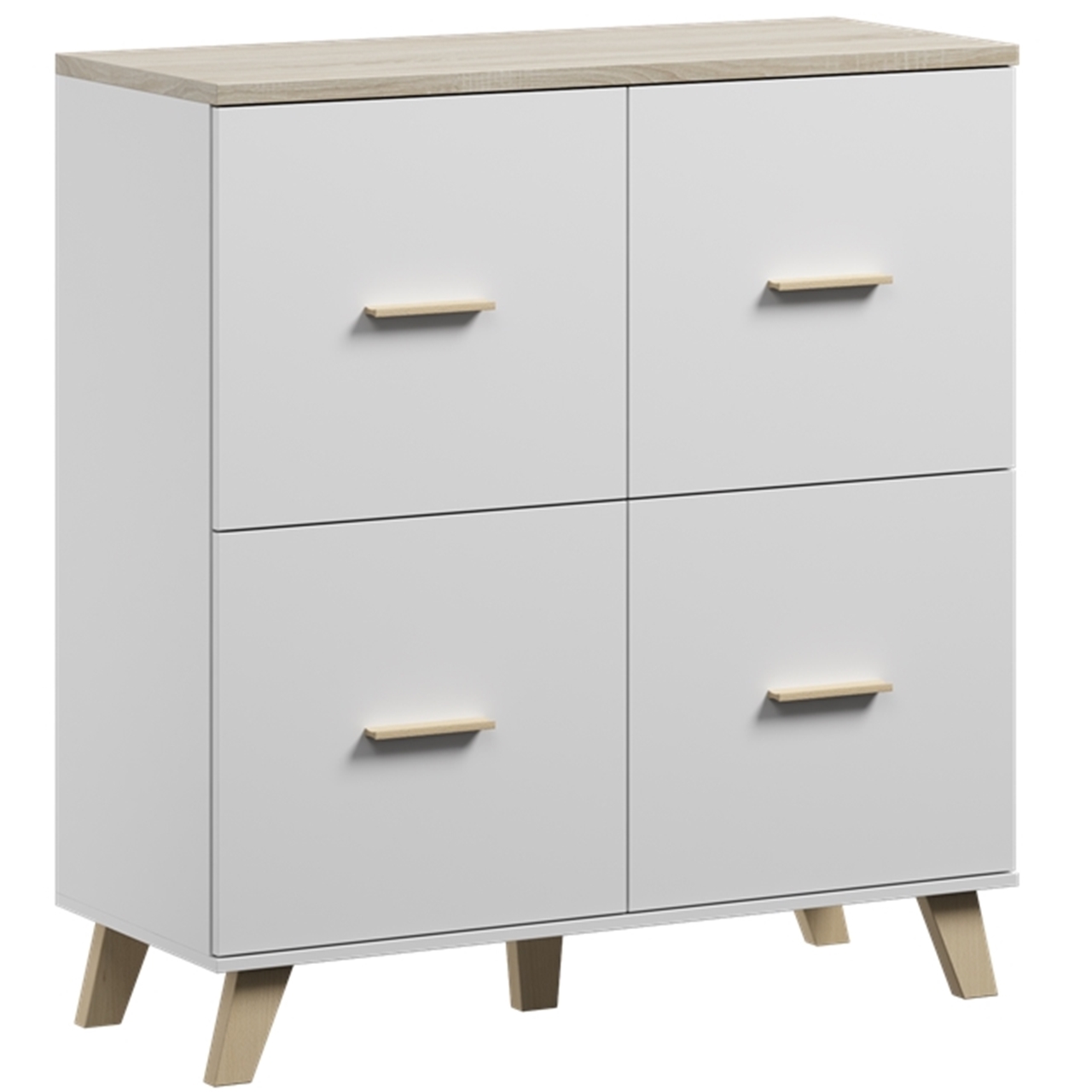 Storage cabinet LOTTA 110 4D brilliant white / sonoma oak