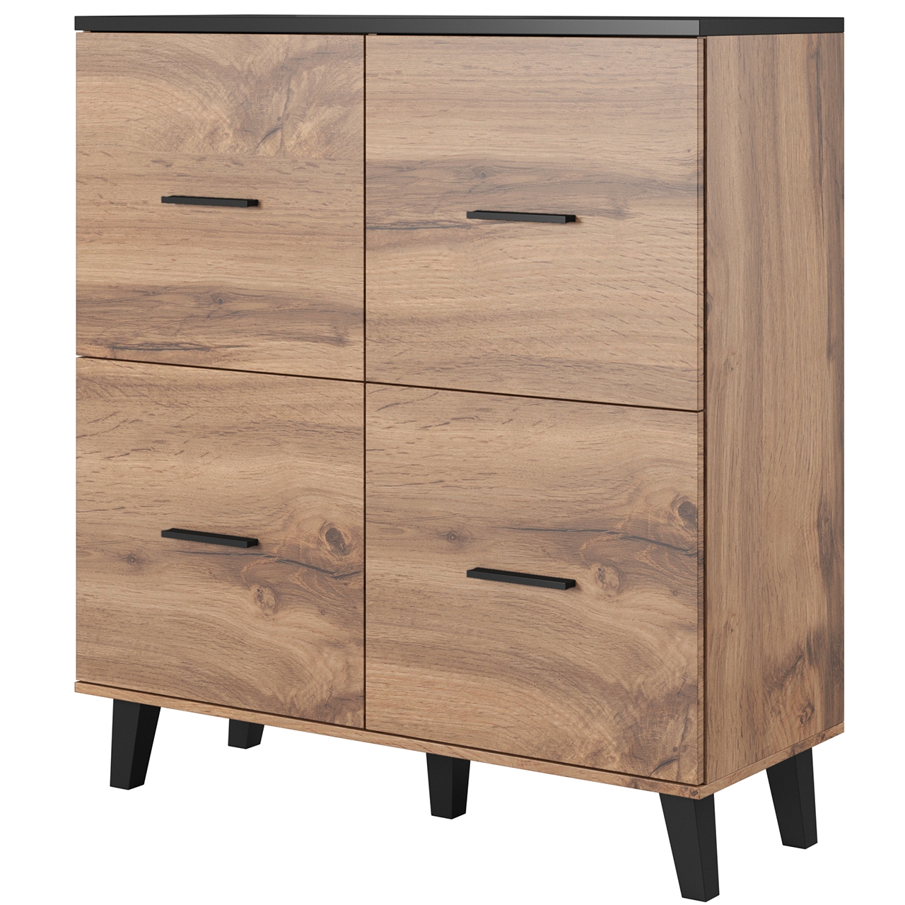 Storage cabinet LOTTA 110 4D wotan oak / black
