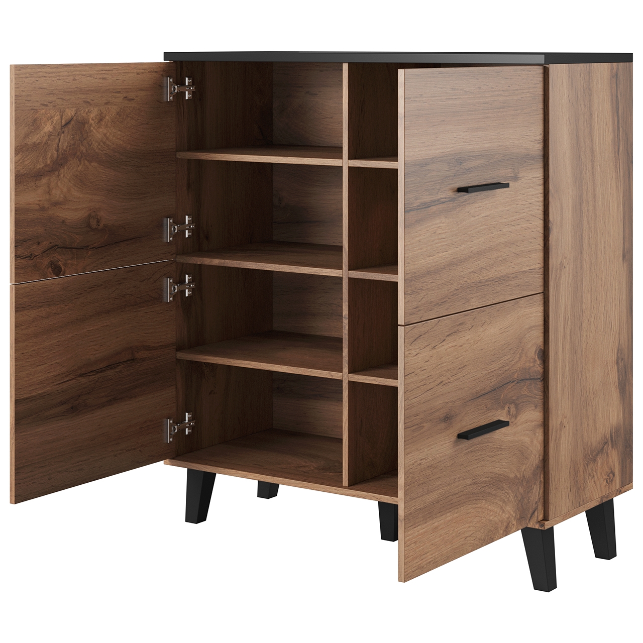 Storage cabinet LOTTA 110 4D wotan oak / black
