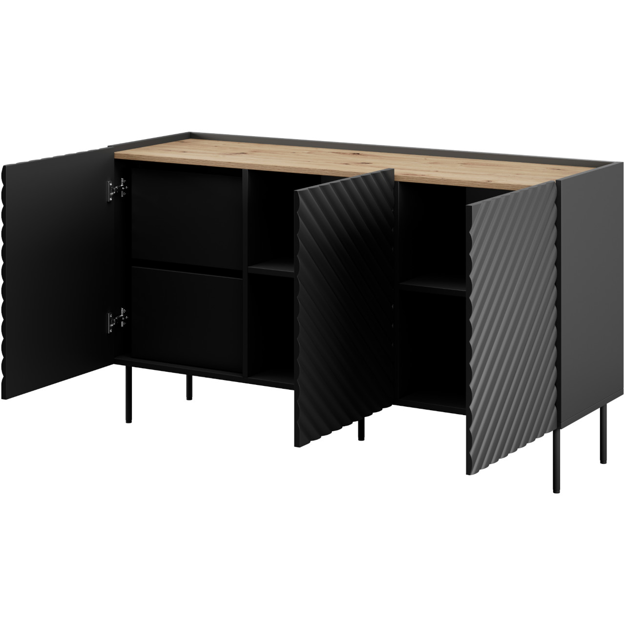 Storage cabinet 150 INDA 3D black / artisan oak