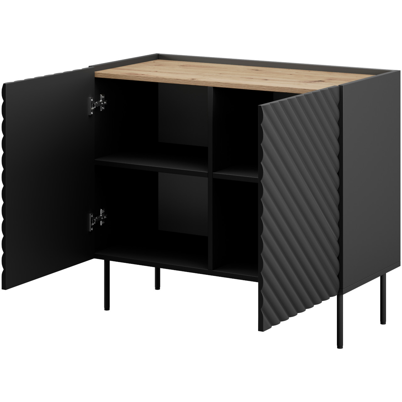 Storage cabinet 98 INDA 2D black / artisan oak