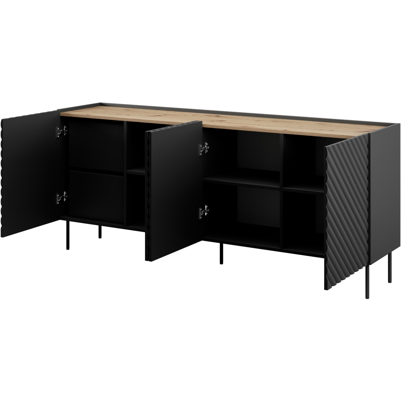 Storage cabinet 200 INDA 4D black / artisan oak