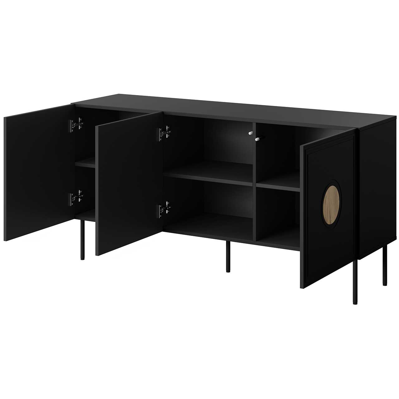 Storage cabinet PALAZZO 150 black matt / craft oak