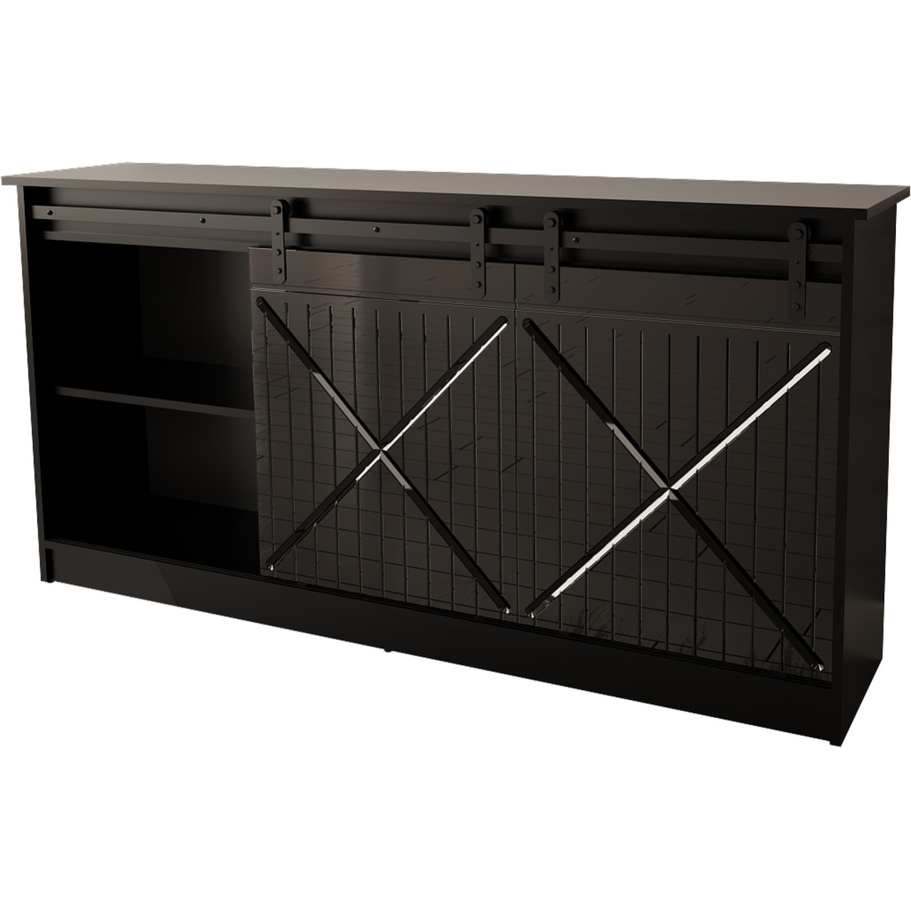 Storage cabinet GRANERO black / black gloss