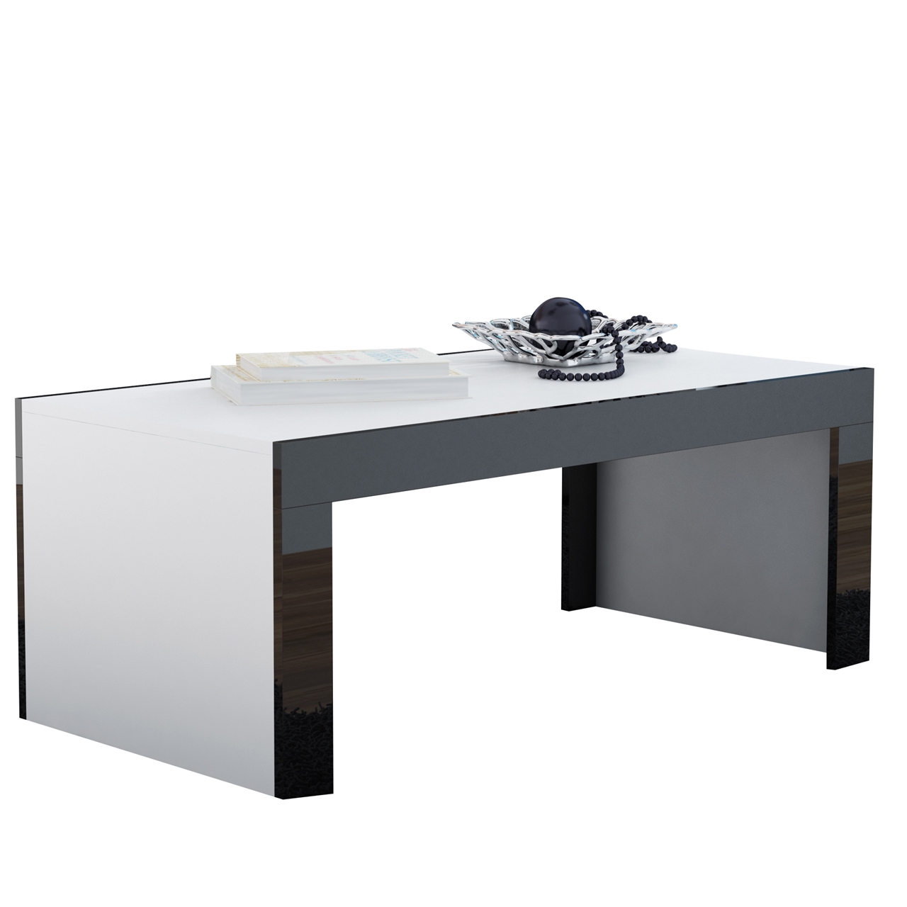 Coffee table TESS 120 white / black gloss