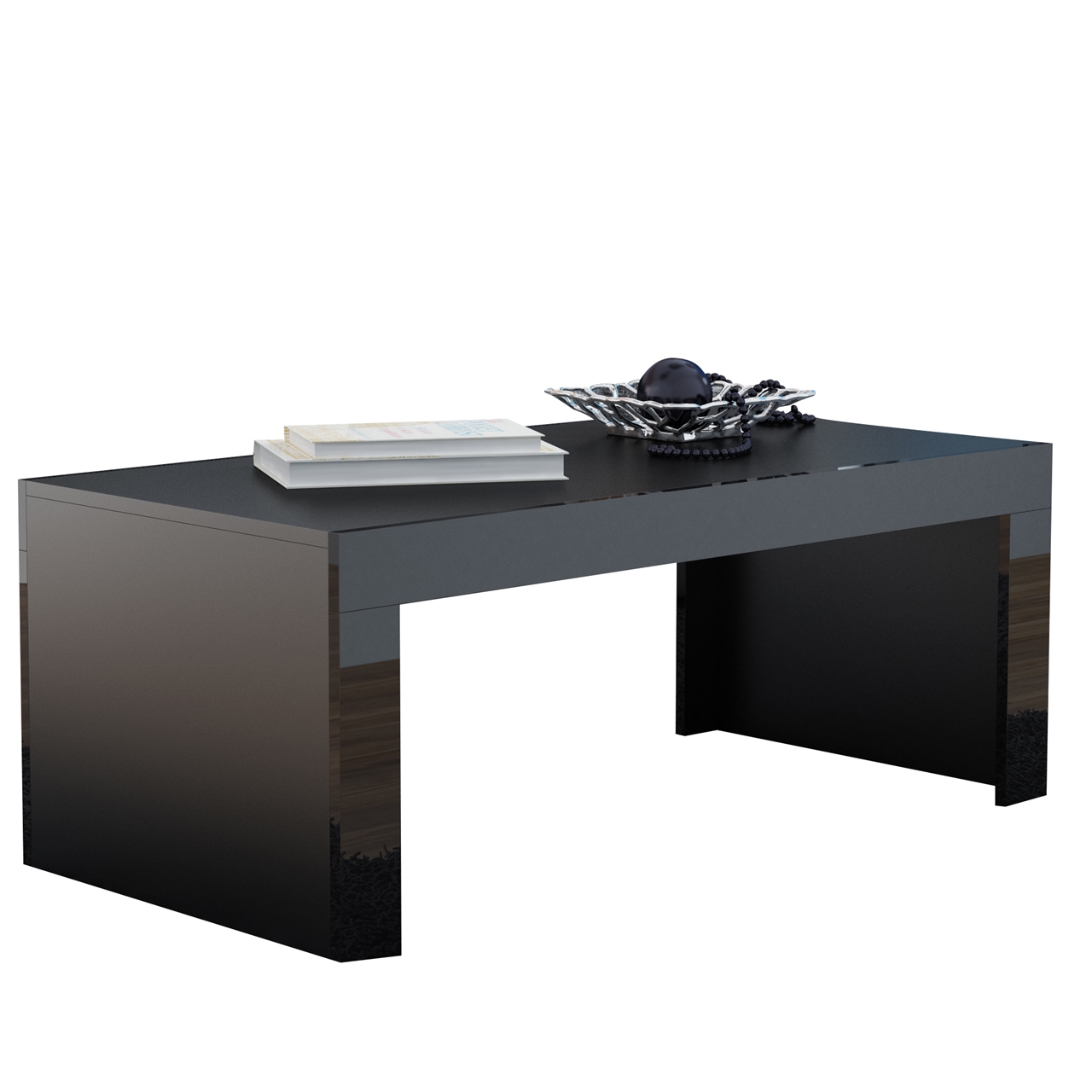 Coffee table TESS 120 black / black gloss