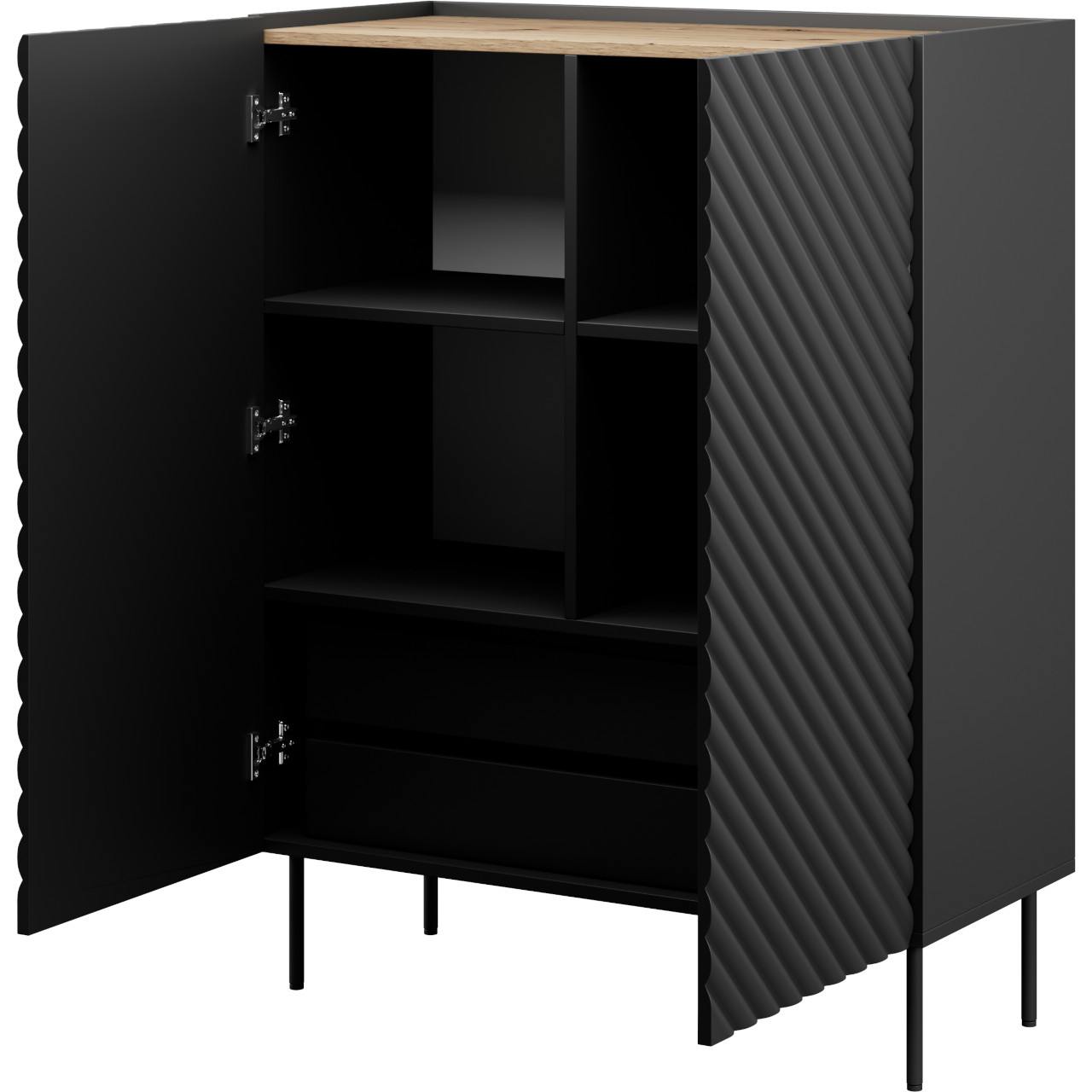 Storage cabinet INDA 2D black / artisan oak
