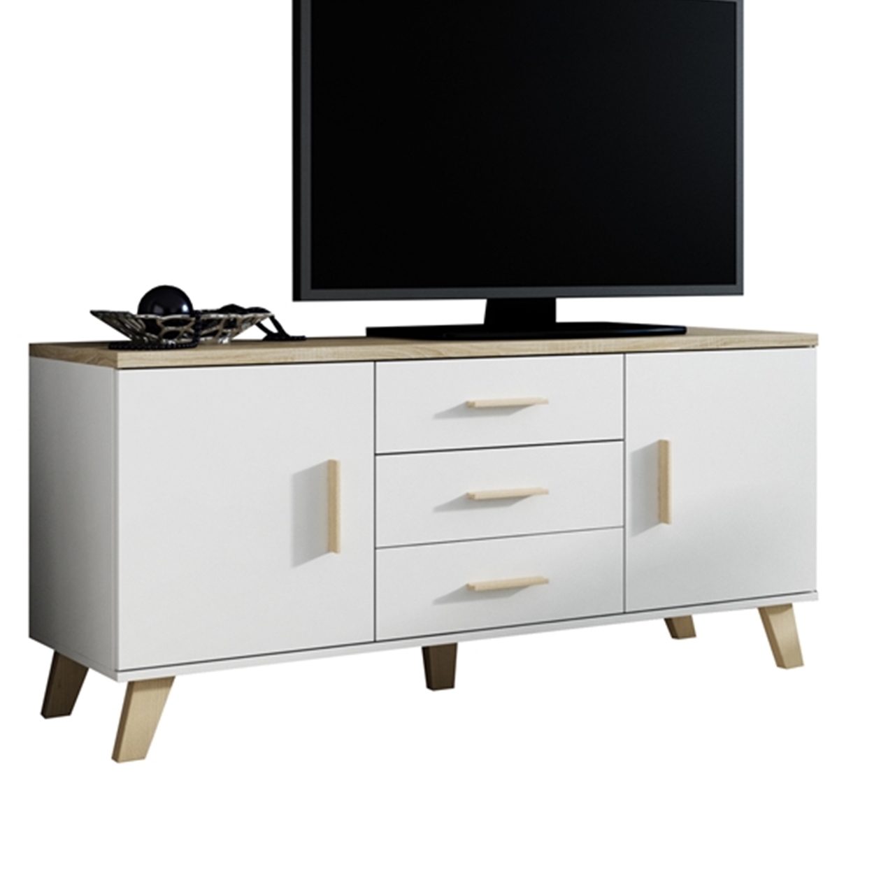 TV Stand LOTTA 150 2D3S brilliant white / sonoma oak