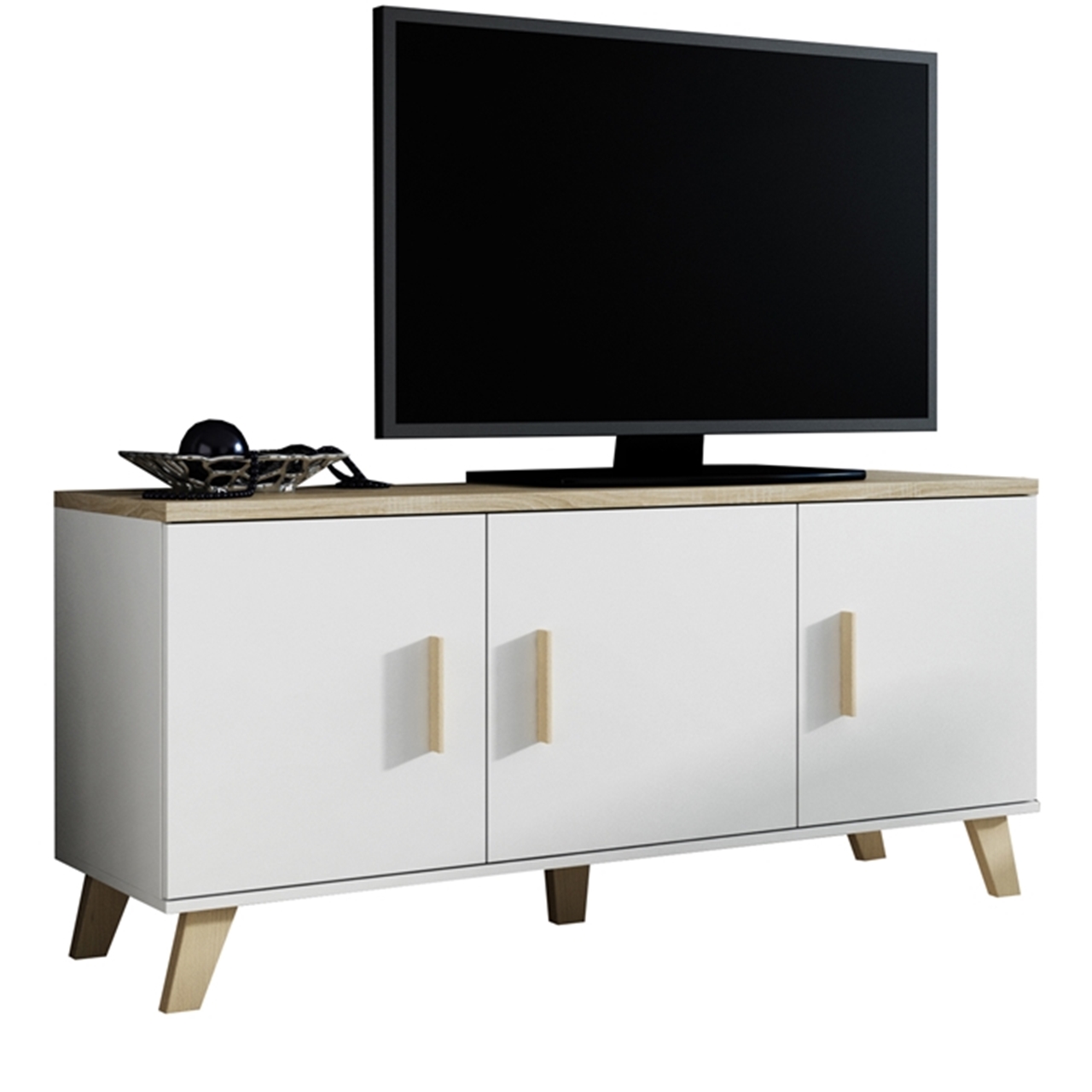 TV Stand LOTTA 150 3D brilliant white / sonoma oak