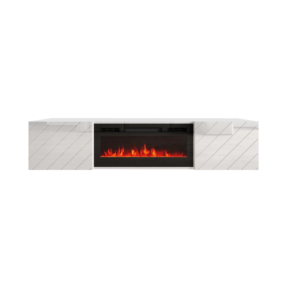 TV Cabinet LUXE EF white / fireplace black
