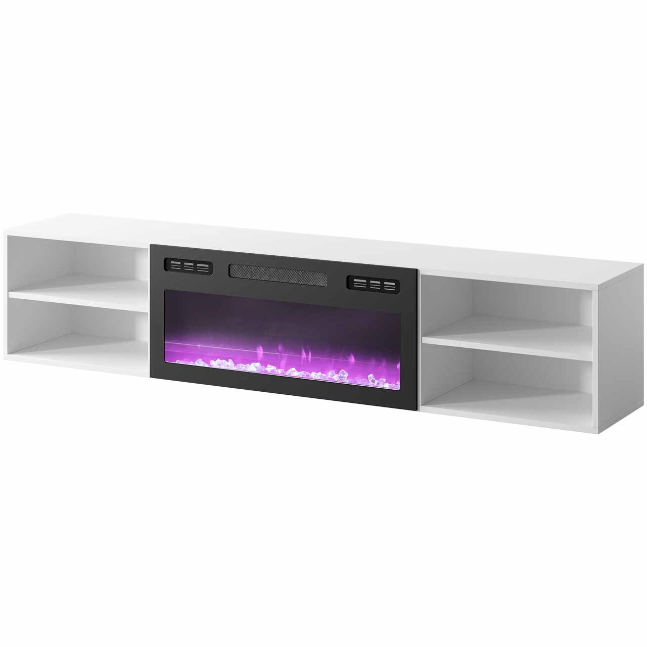 TV Cabinet POLO 180 EF white / fireplace black