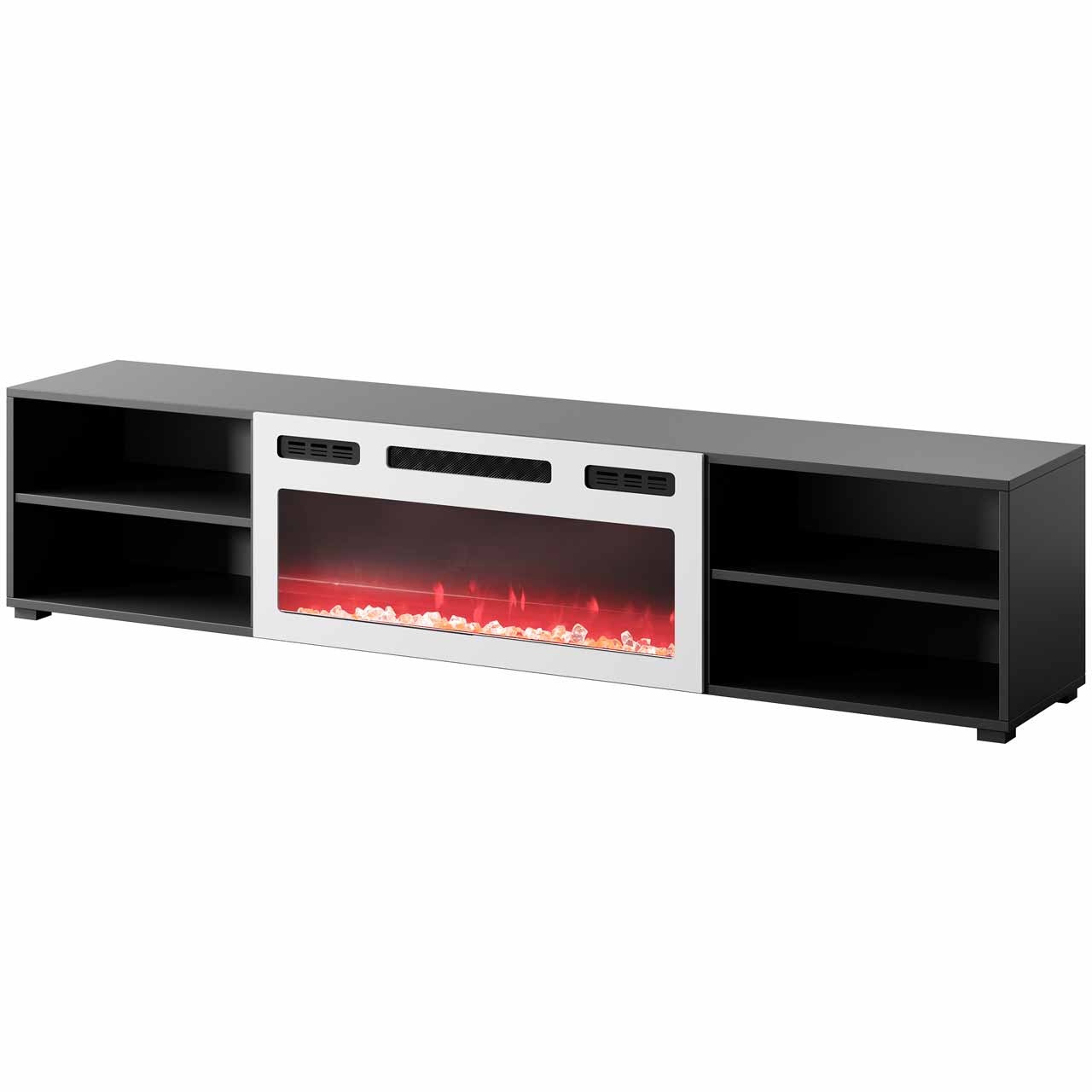 TV Cabinet POLO 180 EF black / fireplace white