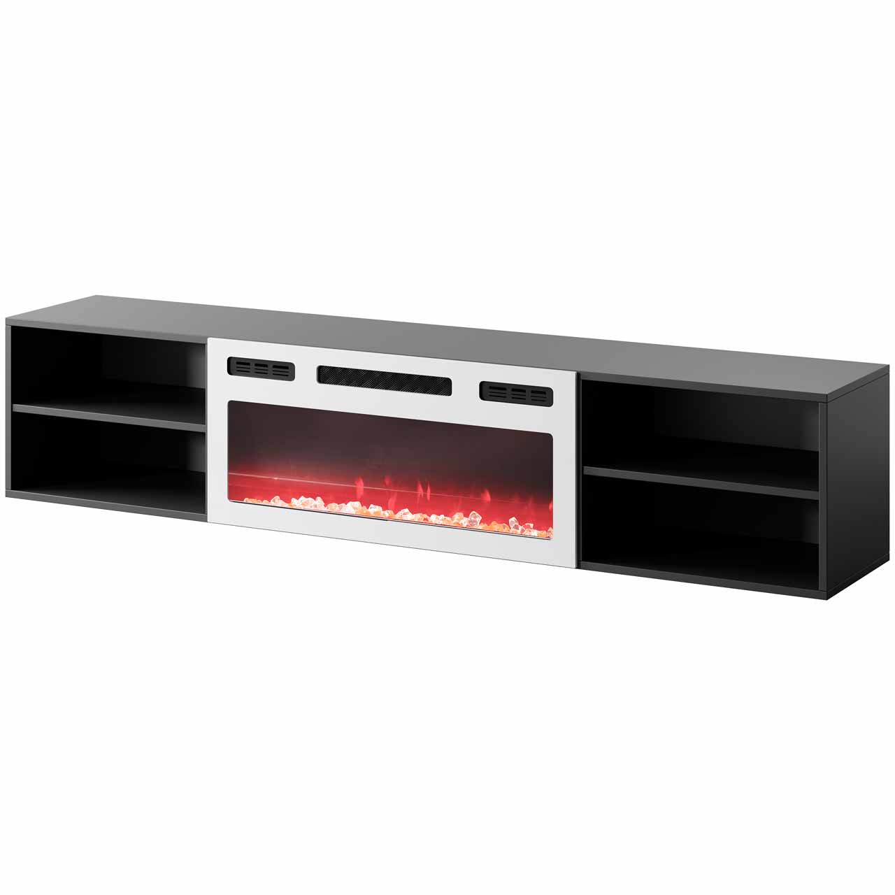 TV Cabinet POLO 180 EF black / fireplace white