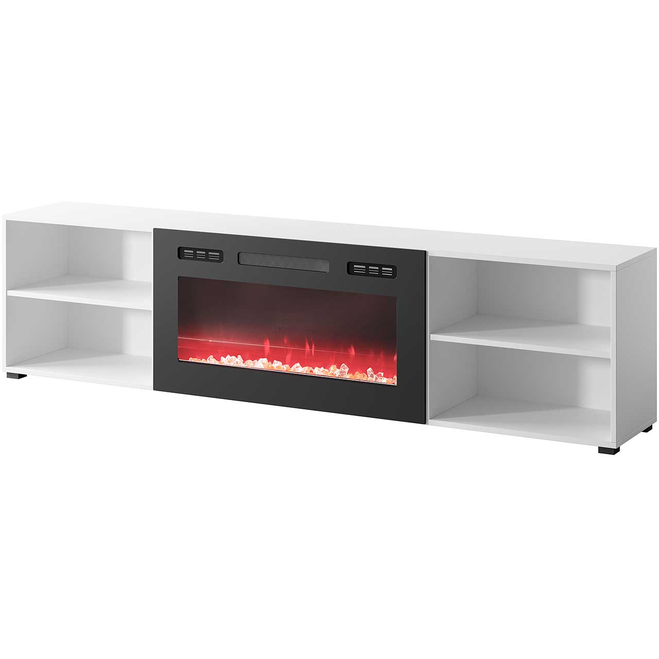 TV Cabinet POLO 200 EF white / fireplace black