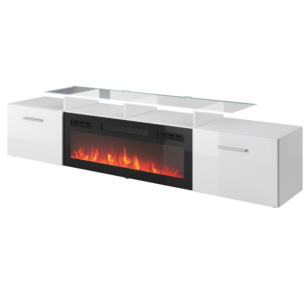 TV Stand ROVA with electric fireplace white