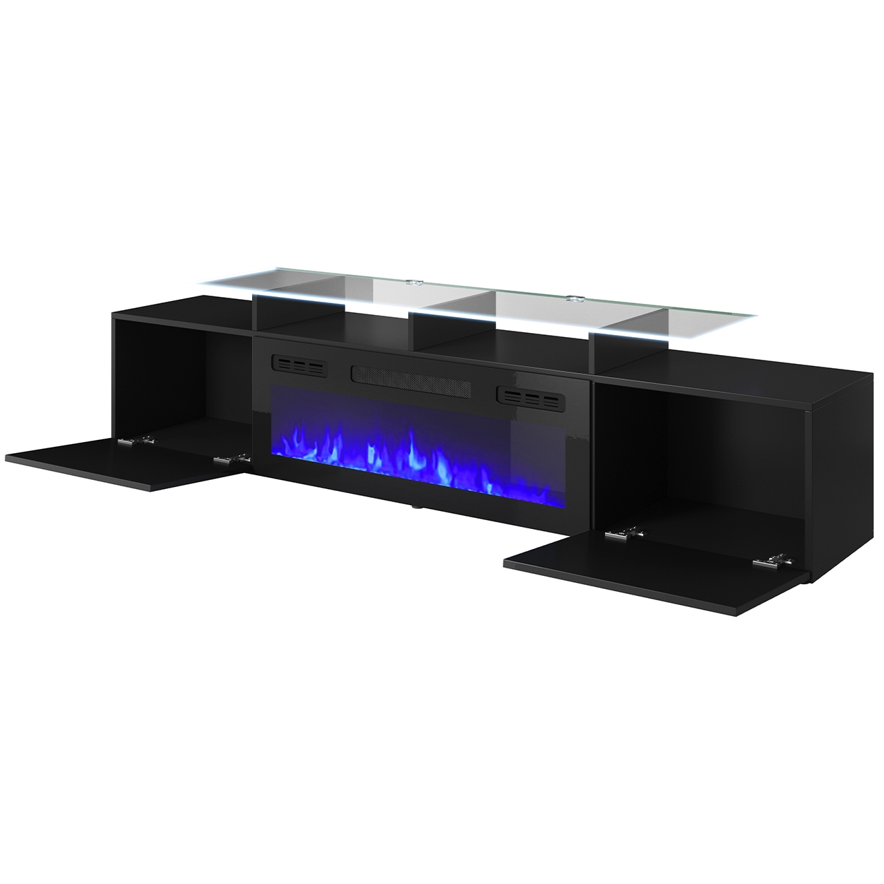TV Stand ROVA with electric fireplace black