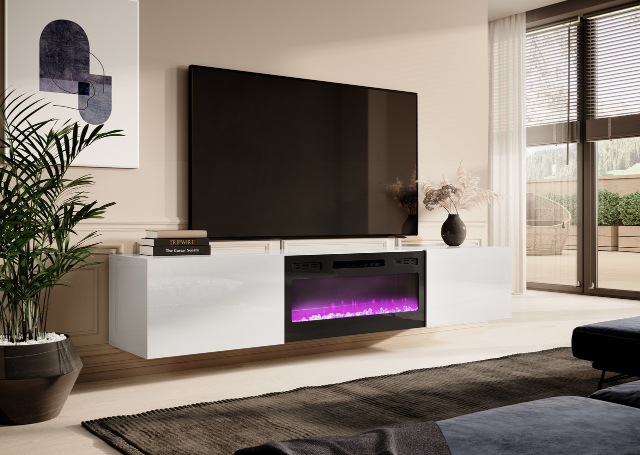 TV Stand SLIDE K with electric fireplace white