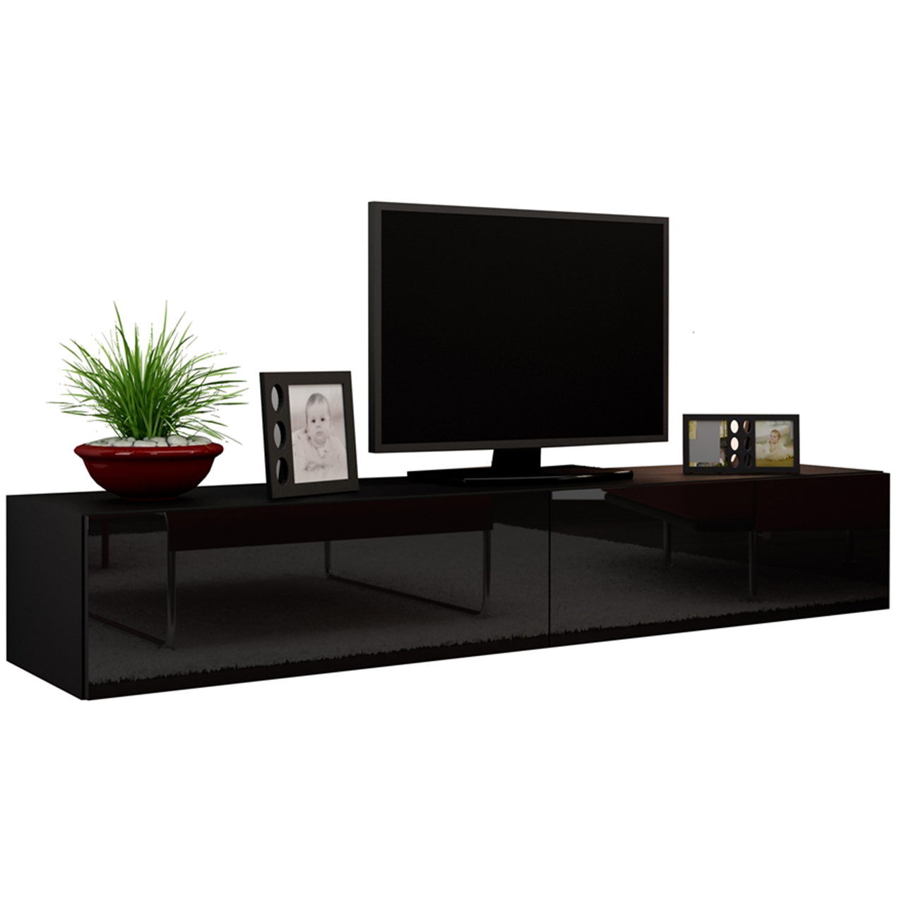 TV Stand 180 VIGO VG1D black / black gloss
