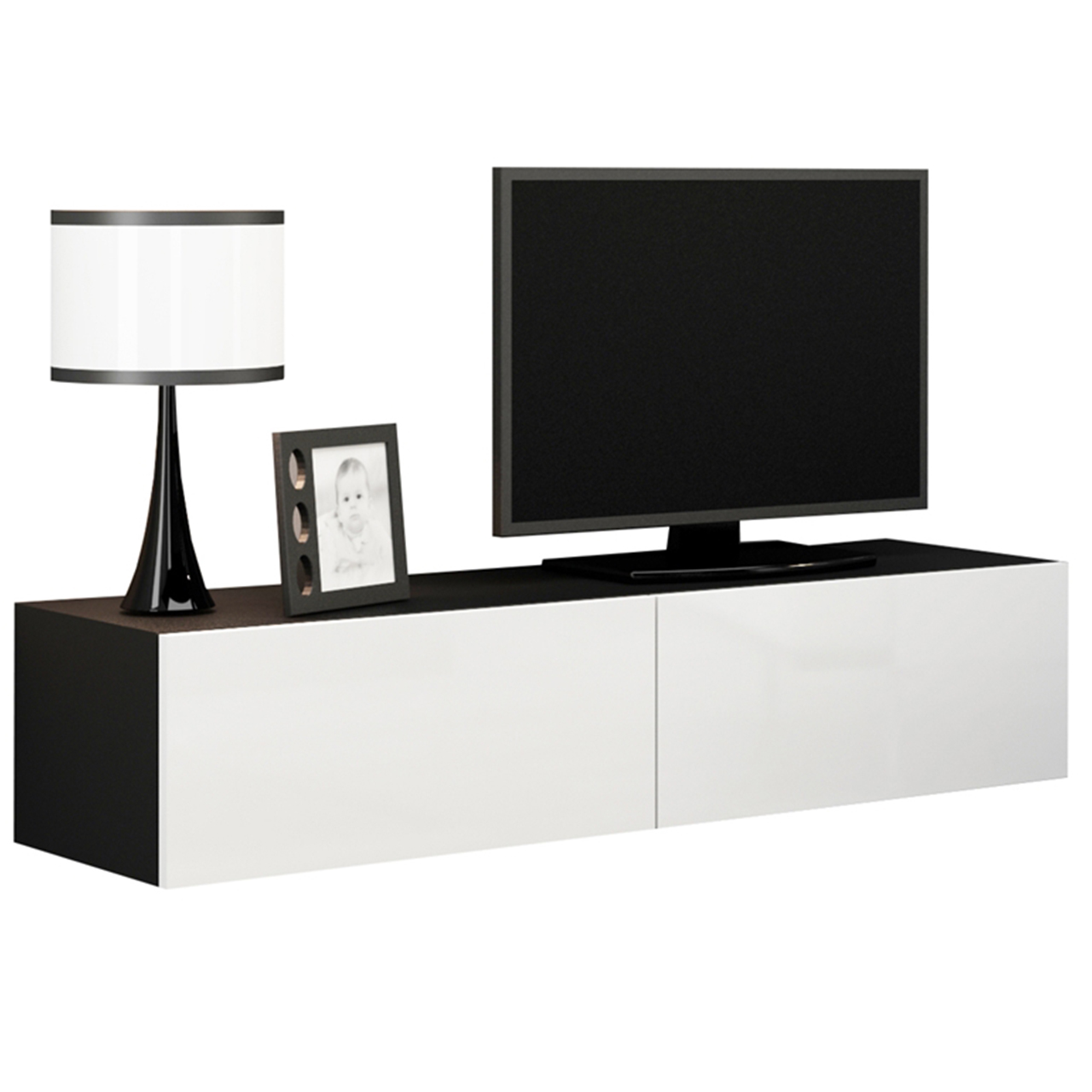 TV Stand 140 VIGO VG4C black / white gloss