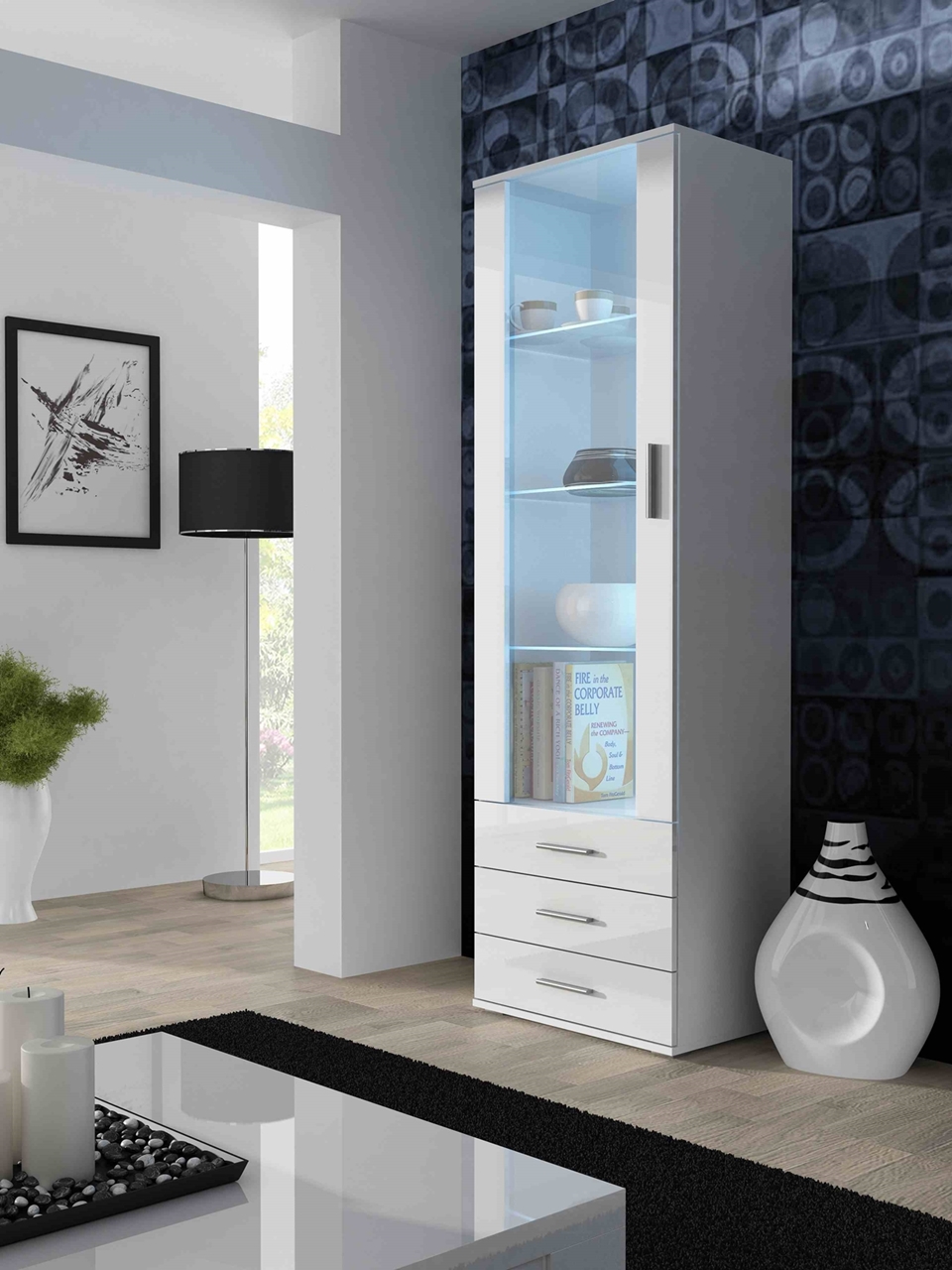 Display cabinet SOHO SH1A white / white gloss