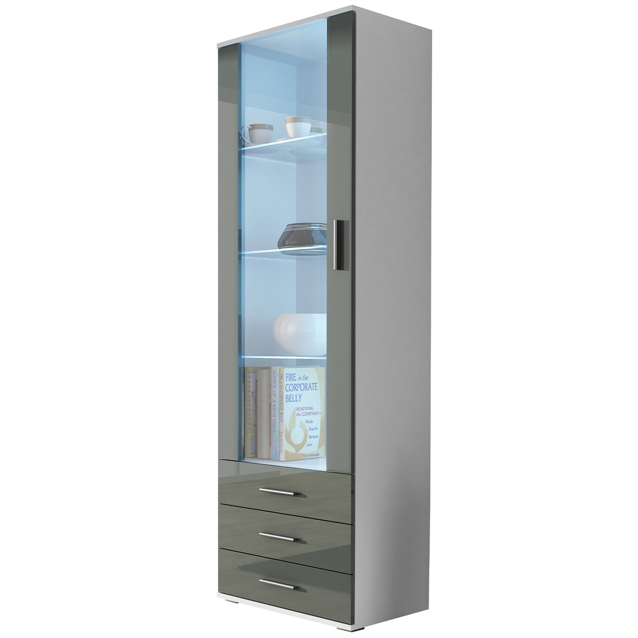 Display cabinet SOHO SH1F white / grey gloss