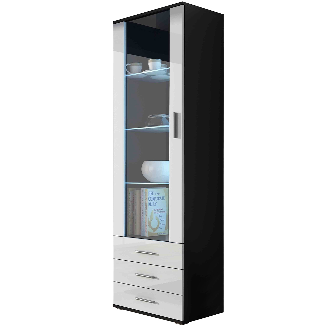 Display cabinet SOHO SH1C black / white gloss