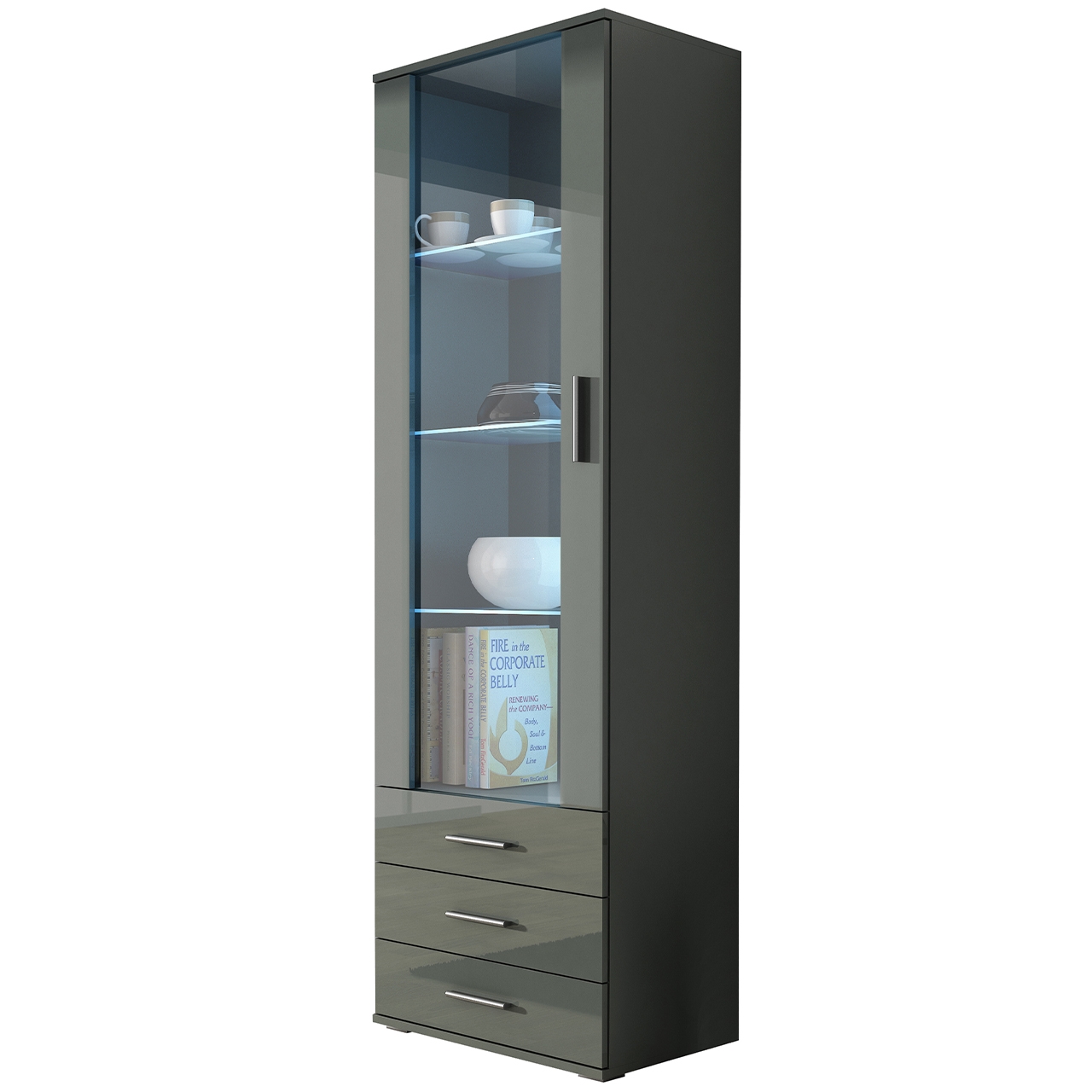 Display cabinet SOHO SH1H grey / grey gloss