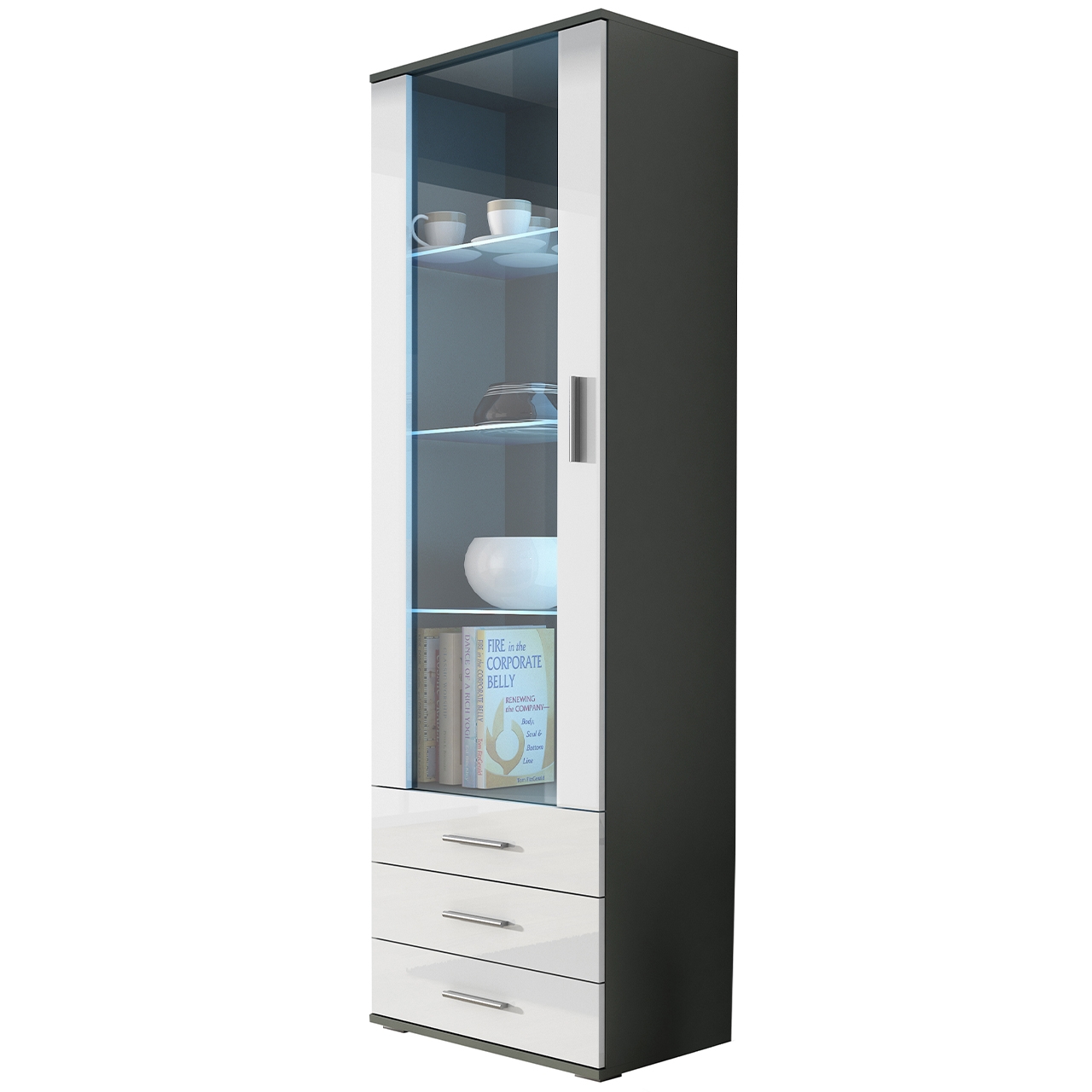 Display cabinet SOHO SH1G grey / white gloss