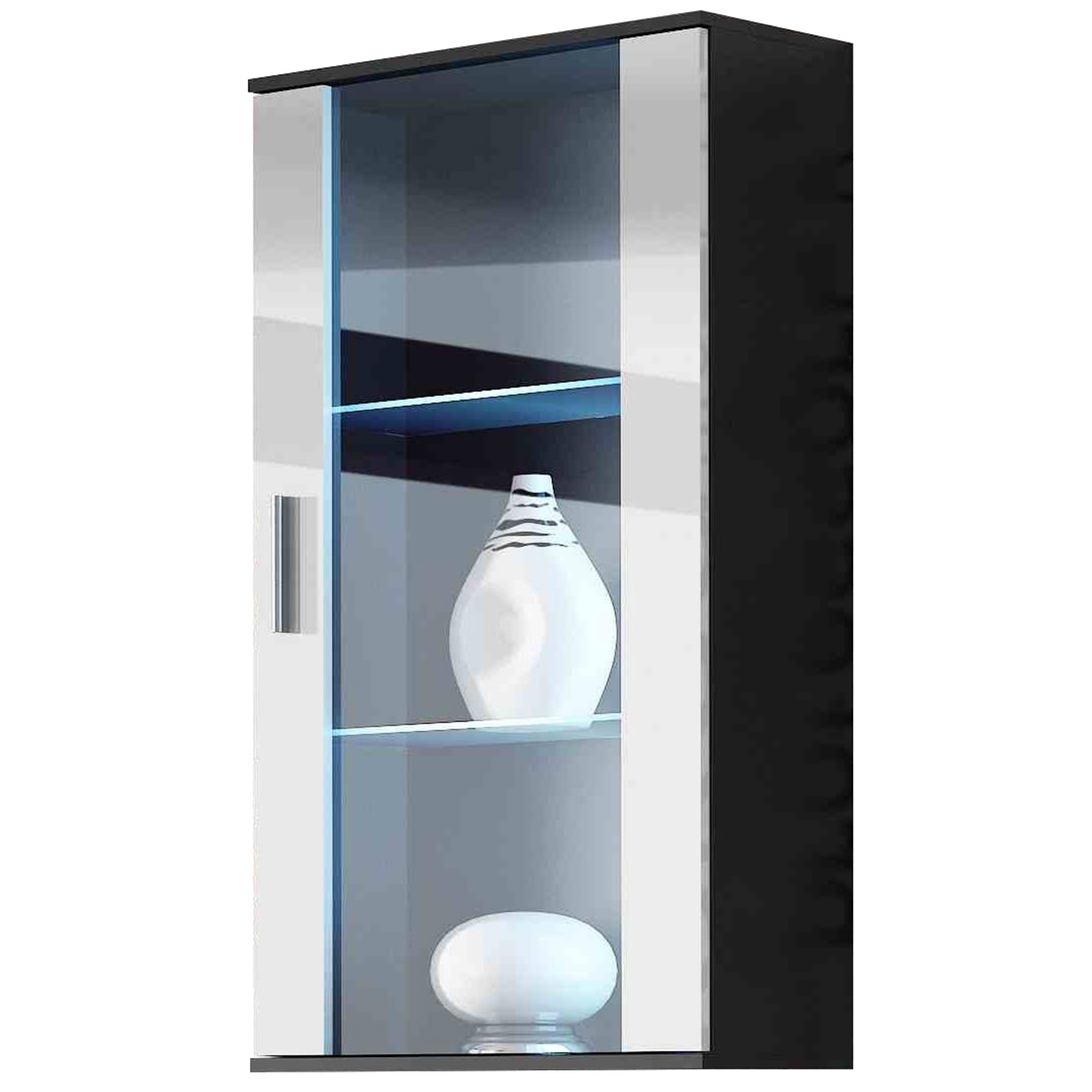 Wall display cabinet SOHO SH2C black / white gloss