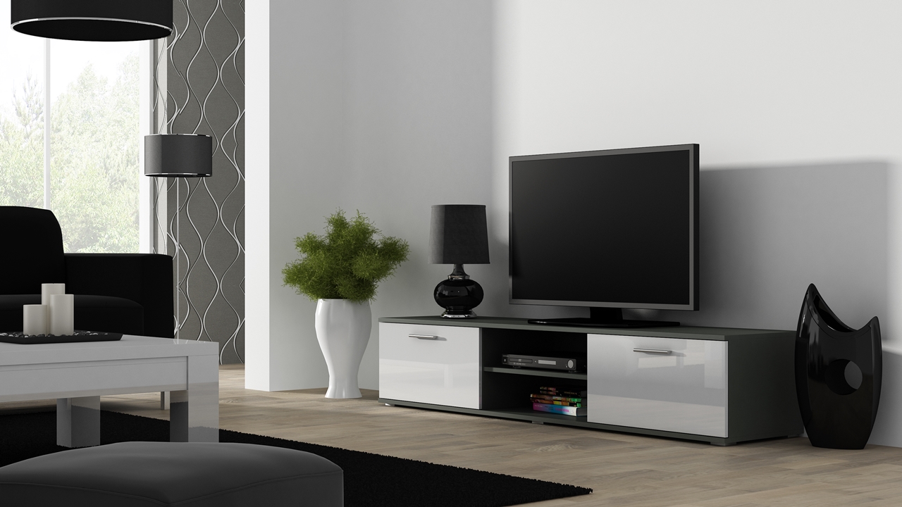 TV Stand SOHO SH3G grey / white gloss
