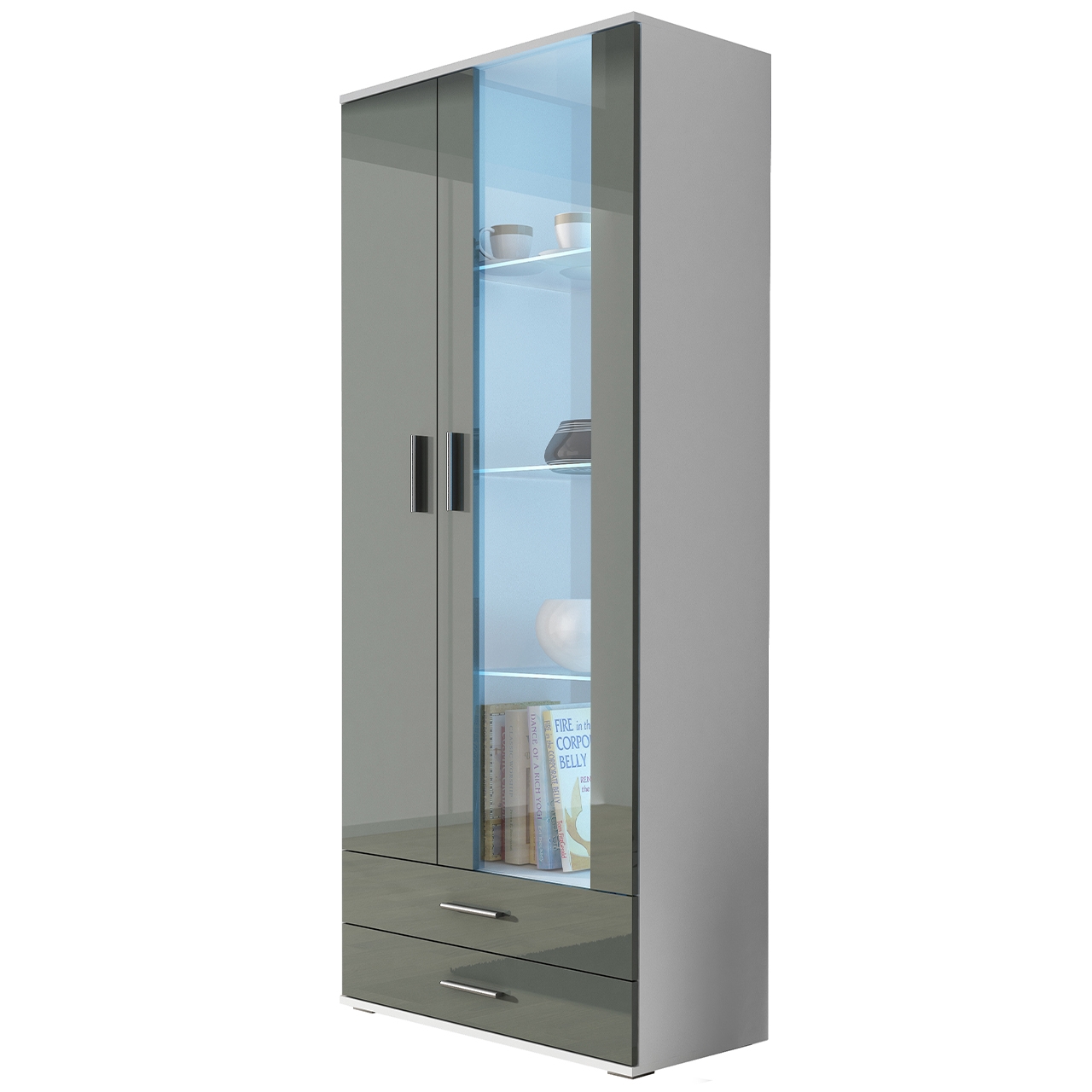 Display cabinet SOHO SH7F white / grey gloss
