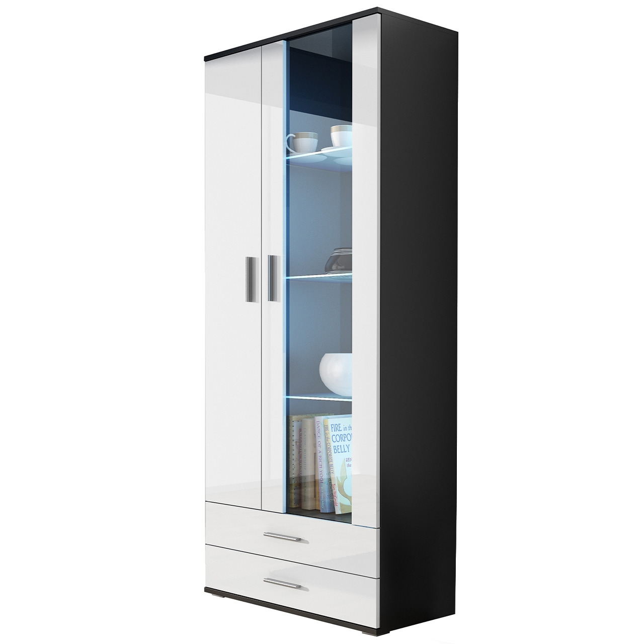 Display cabinet SOHO SH7C black / white gloss