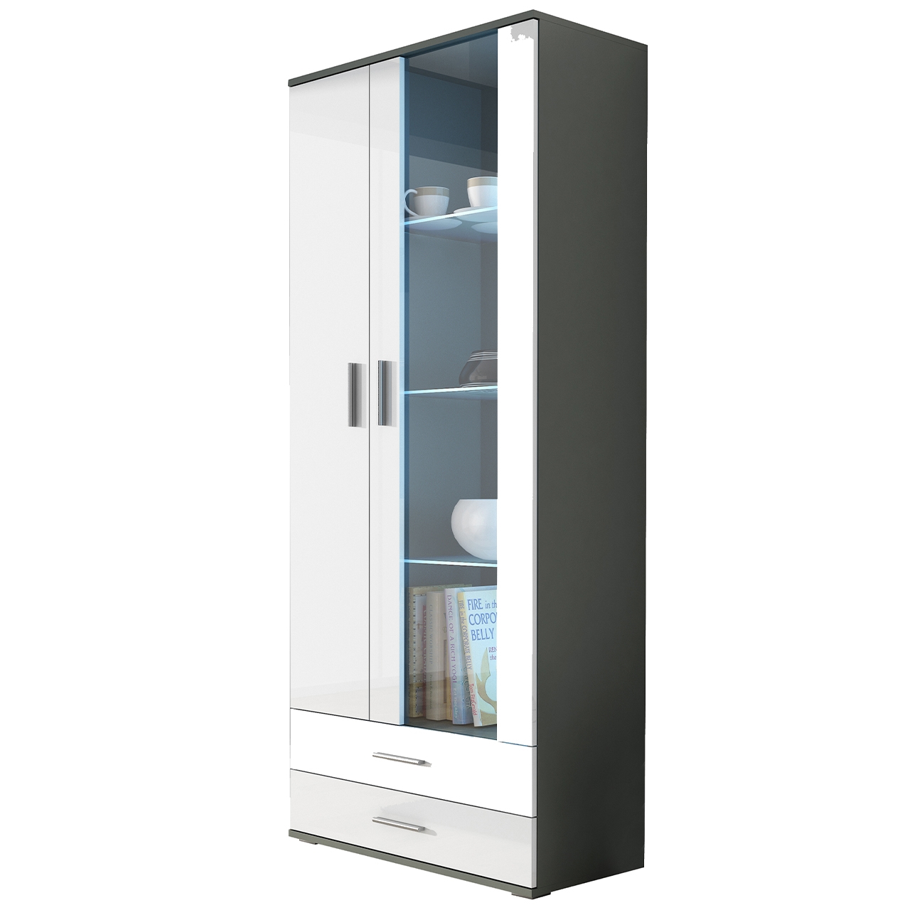 Display cabinet SOHO SH7G grey / white gloss