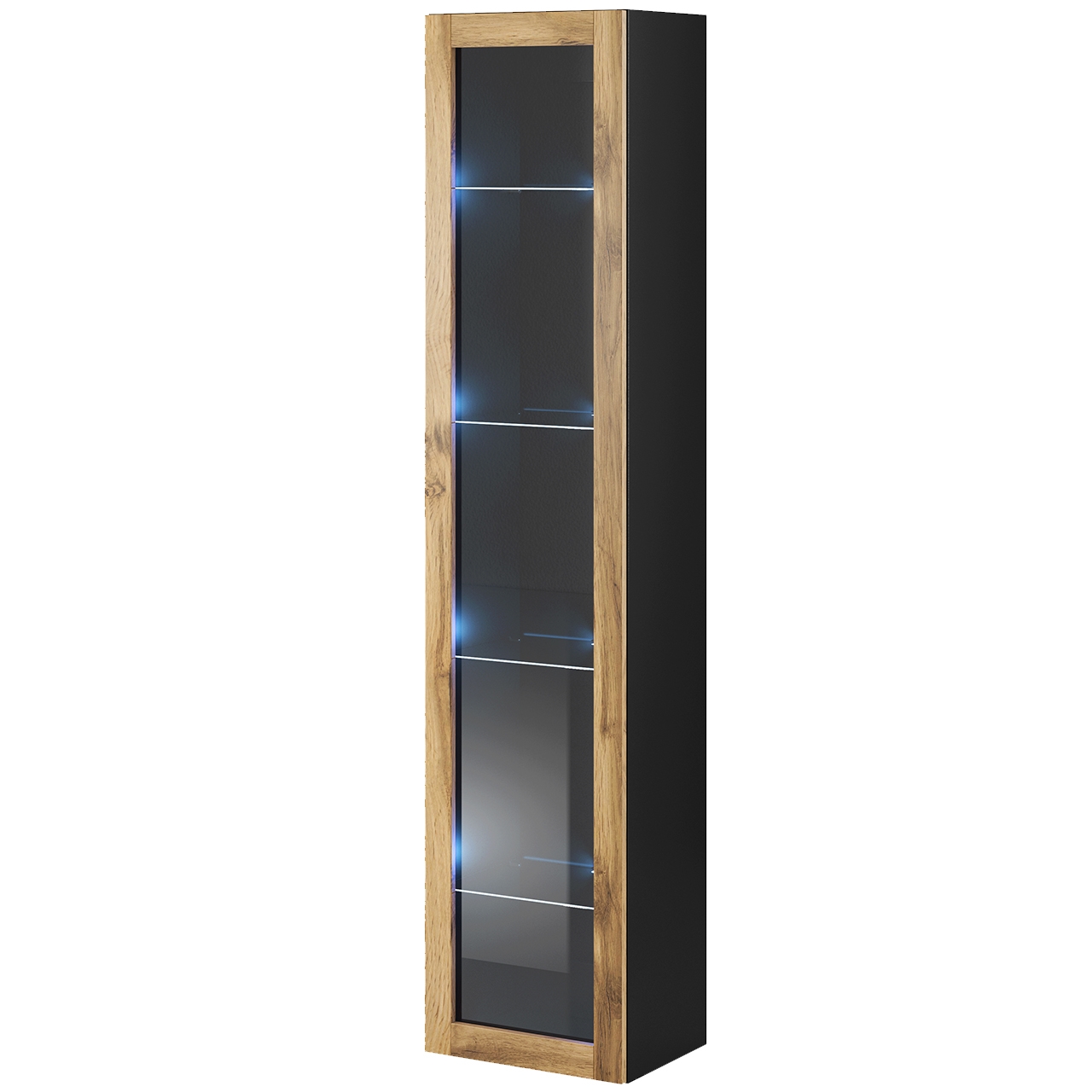 Wall display cabinet VIGO VG3G black / oak wotan