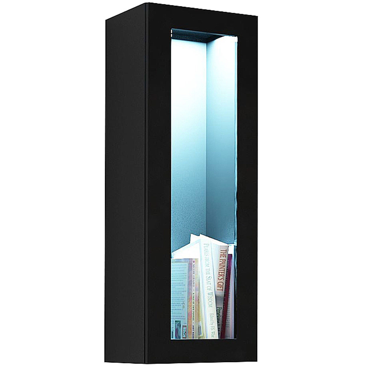 Wall display cabinet 90 VIGO VG6D black / black gloss