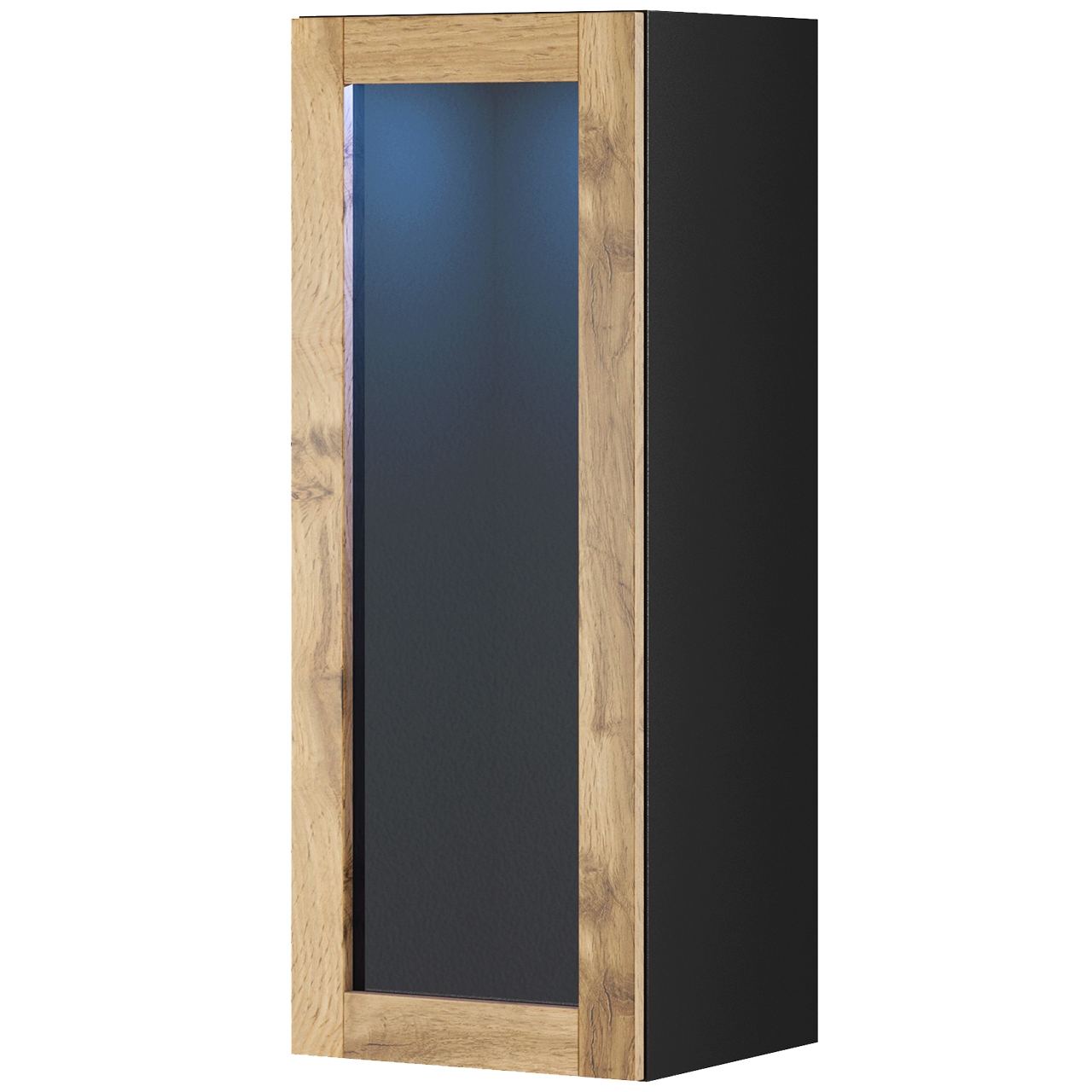 Wall display cabinet 90 VIGO VG6G black / oak wotan