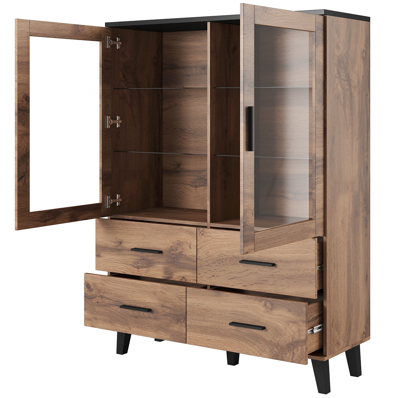 Display cabinet LOTTA 120 wotan oak / black