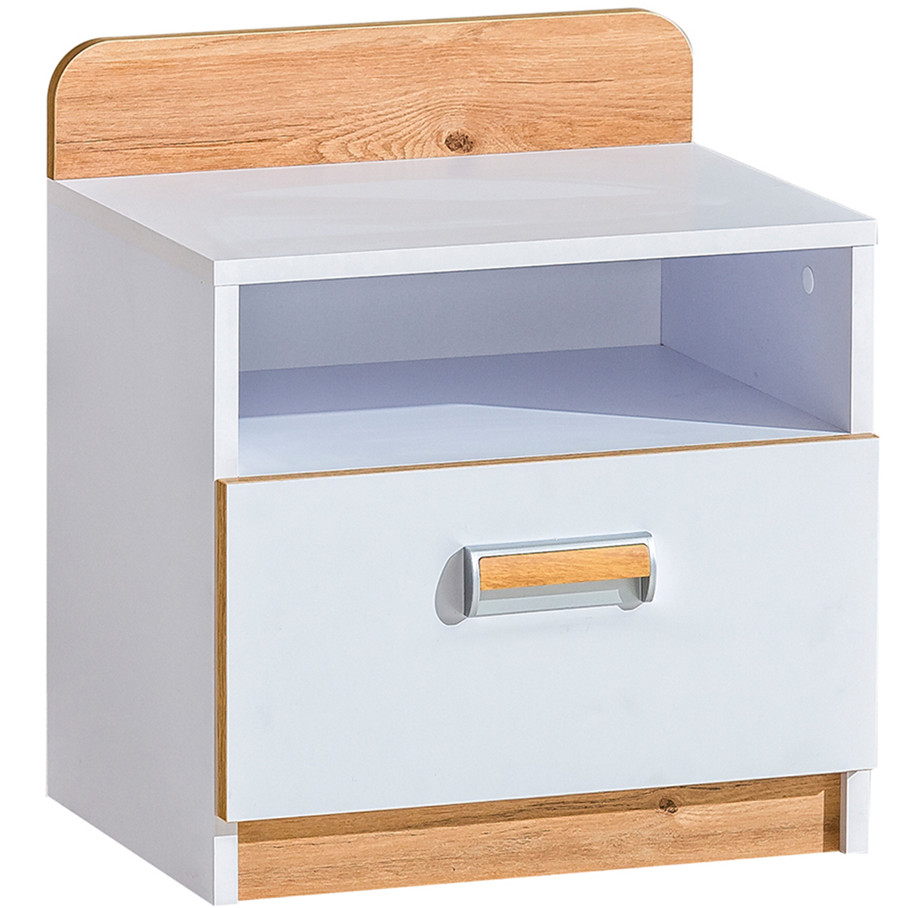 Bedside cabinet LOREN LR12 white / oak nash