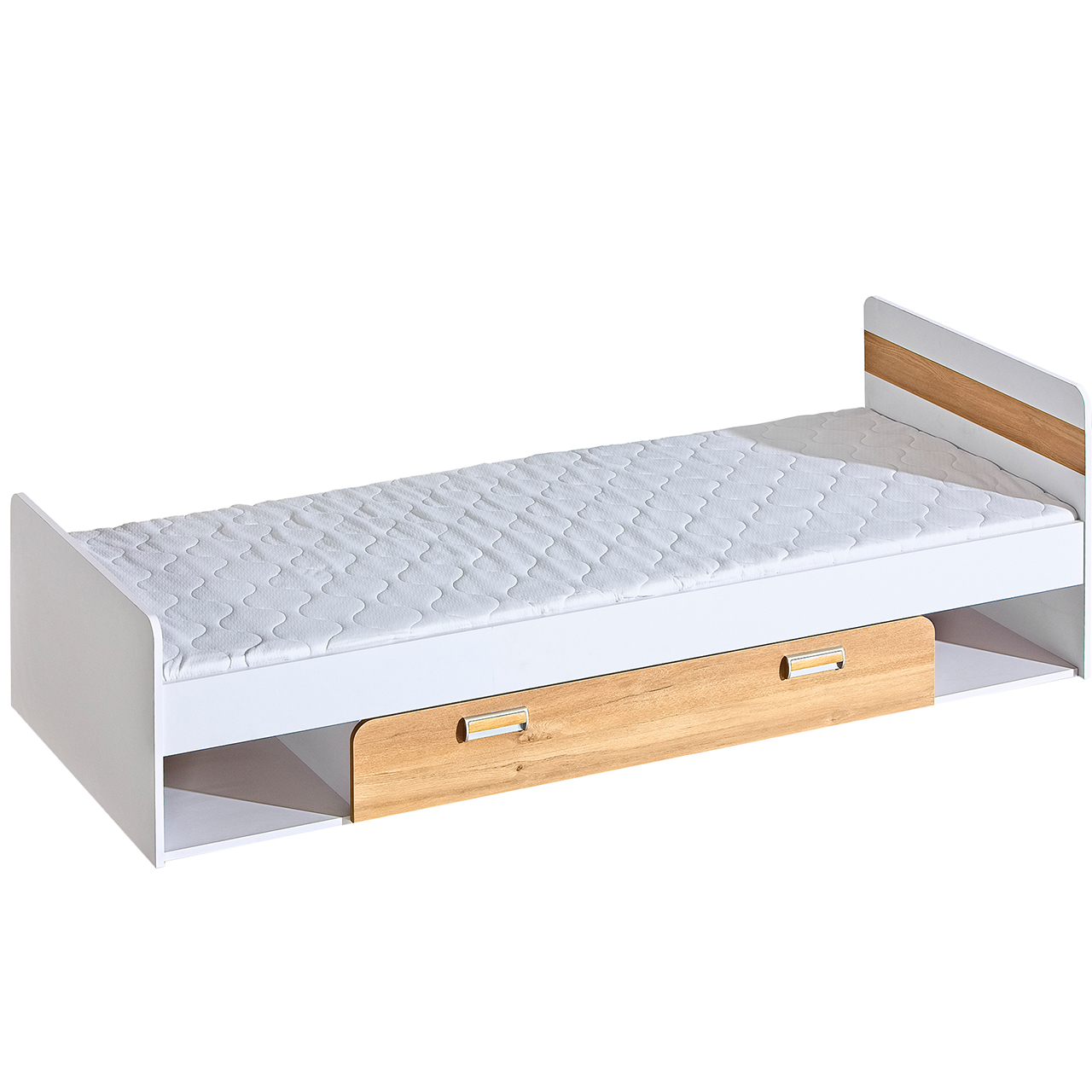 Bed with storage LOREN LR13 white / oak nash