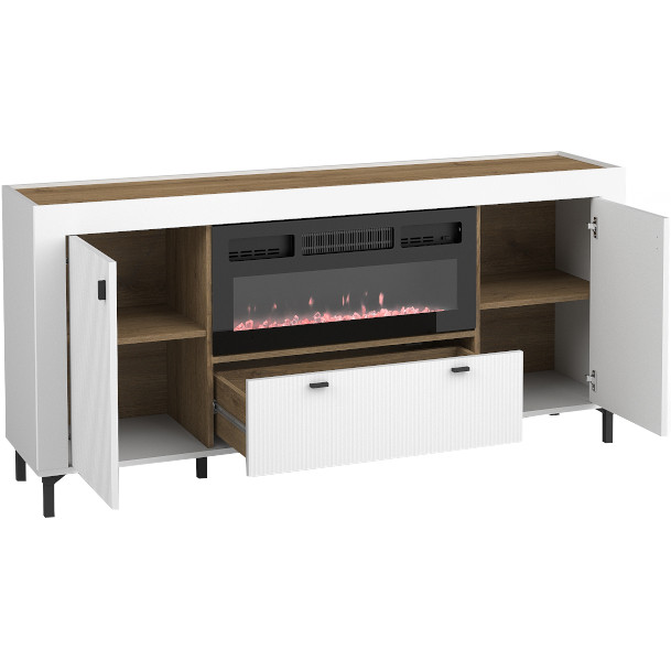 Cabinet with electric fireplace MOSSO 07K white