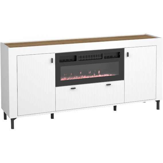 Cabinet with electric fireplace MOSSO 07K white