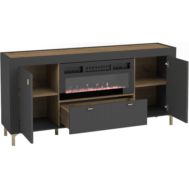 Cabinet with electric fireplace MOSSO 07K black