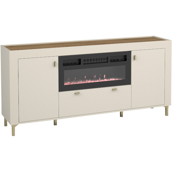 Cabinet with electric fireplace MOSSO 07K cashmere