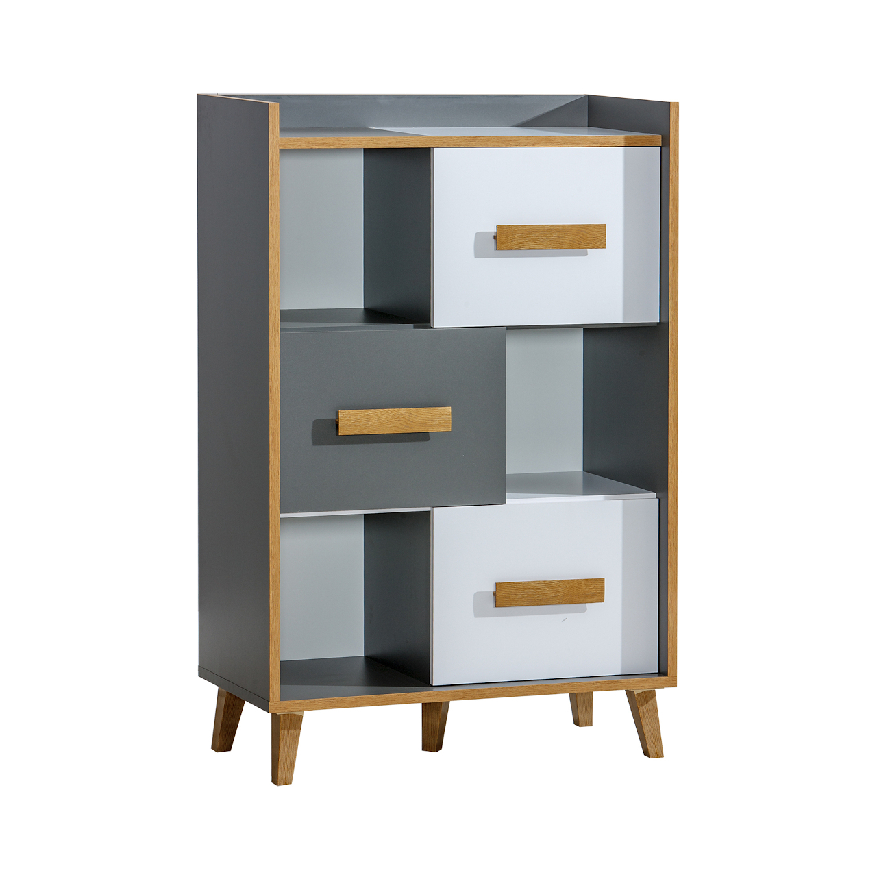 Storage cabinet WERSA W5 anthracite / oak riviera / brilliant white