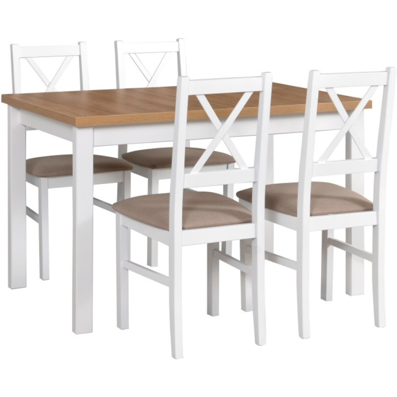 Table ALBA 1 grandson laminate / white + chairs NILO 10 (4 pcs.) white / 26B