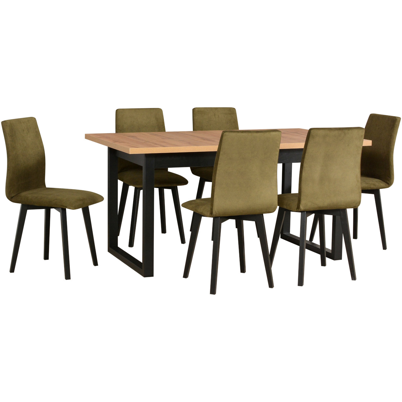 Table IKON 3 grandson laminate / black + chairs LUNA 2 (6 pcs.) black / 17B